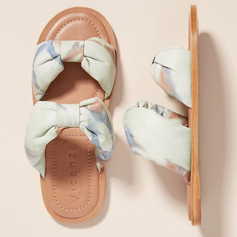 Anthropologie Vicenza Puffy Double Knot Slide Sandals size 37